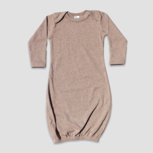 Wholesale Blank Baby Nightgown with Foldover Mittens - Truffle