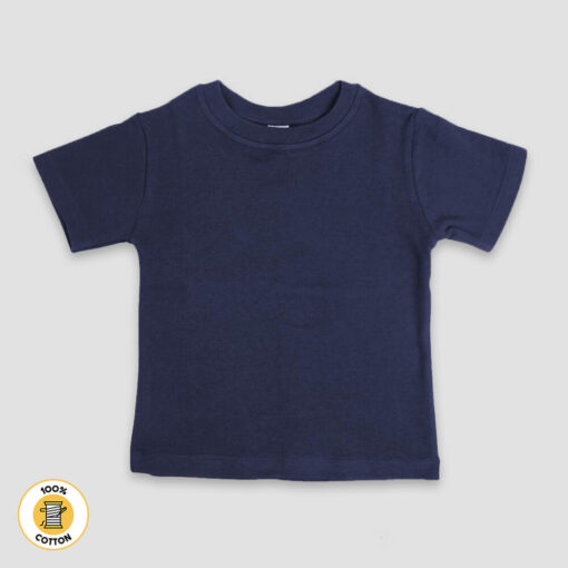 Baby Crew Neck T-Shirt Navy – 100% Cotton - LG2506D - The Laughing Giraffe®