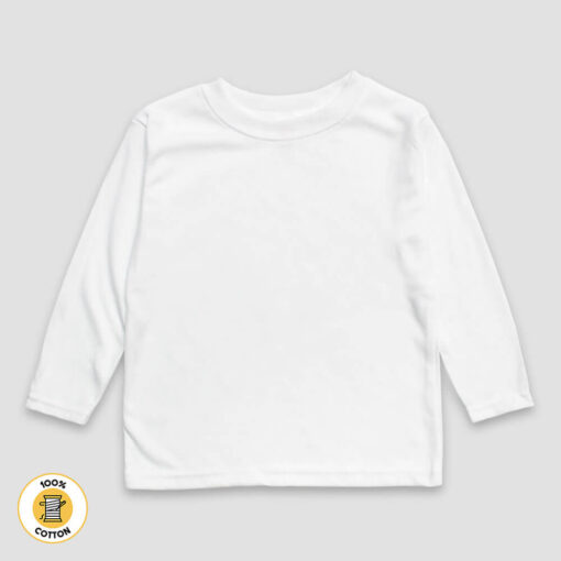 Toddler & Kids Long Sleeve T-Shirt – White – 100% Cotton - LG2586W - The Laughing Giraffe®