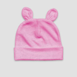 Baby Bear Ears Beanie Hat – Polyester Cotton Blend Cotton Candy Pink - LG3033P - The Laughing Giraffe®