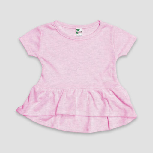 The Laughing Giraffe® Baby Girls Peplum Tops - Melange Pink - Poly Cotton Blend