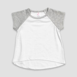 Toddler & Kids Short Sleeve Raglan High-Low – 100% Polyester White/Heather Gray - LG4584WH - The Laughing Giraffe®