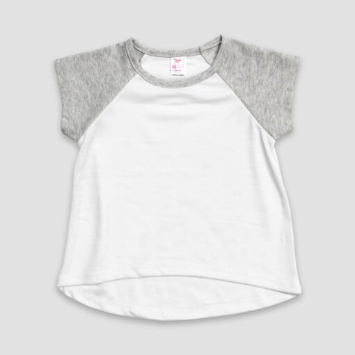 Toddler & Kids Short Sleeve Raglan High-Low – 100% Polyester White/Heather Gray - LG4584WH - The Laughing Giraffe®