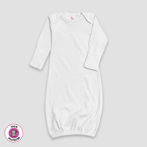 Baby Sleep Gowns With Mittens – 100% Polyester - White - LG4850W - The Laughing Giraffe®