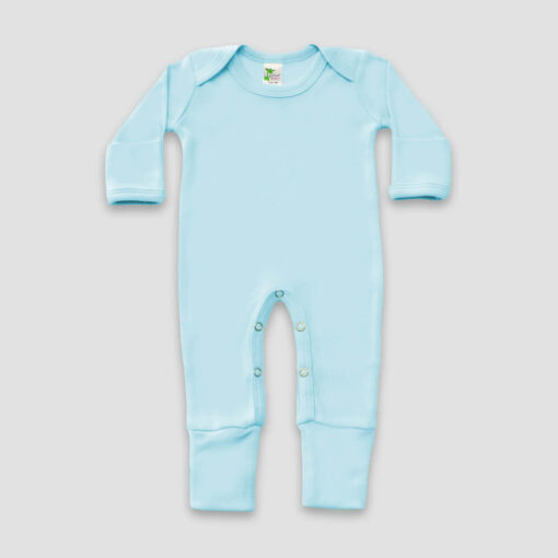 Baby Pajamas With Fold Over Mittens & Footies Blue - LG3403P - The Laughing Giraffe®