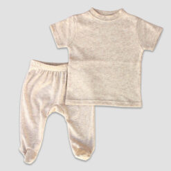 Baby Footed Pants and T-Shirt Set - Oatmeal - LGS3674