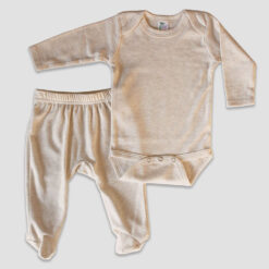 Wholesale Blank Baby Bodysuits and Footed Pants Sets - Oatmeal - LGS3675